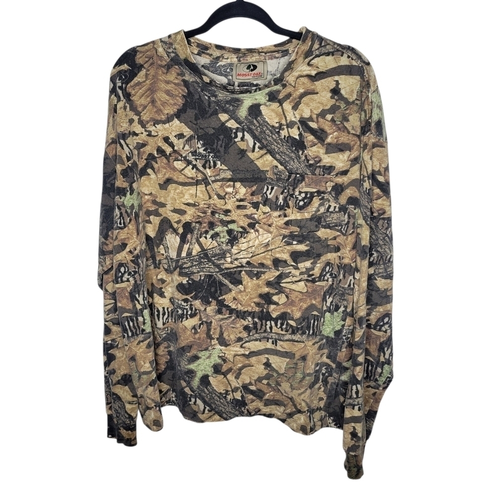 Vintage 90s Mossy Oak Forest Floor Camo Camouflage Long Sleeve Shirt Size XL